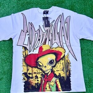 MIXED EMOTIONS Rhinestone Alien Cowboy T Shirt New With Tag SEALED